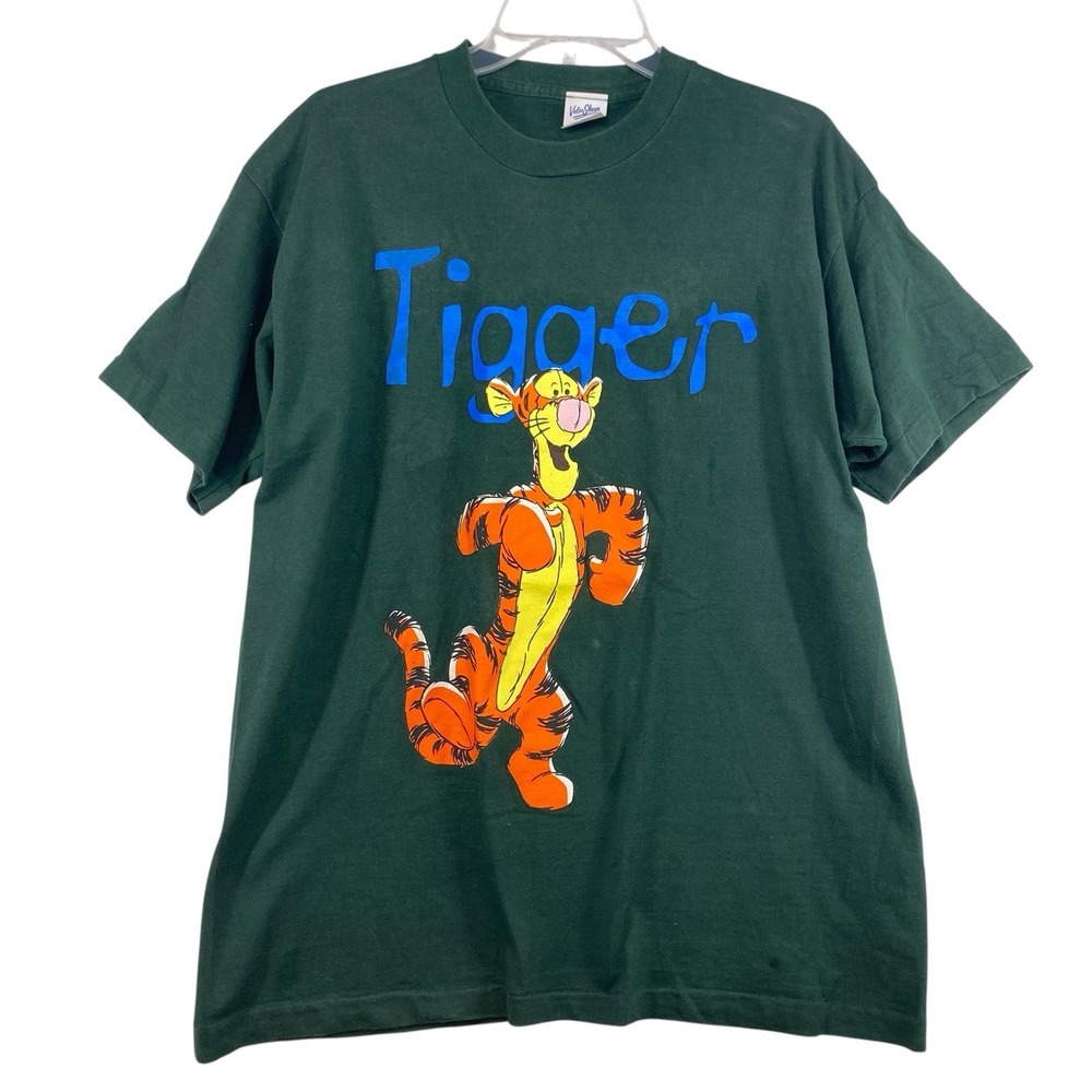 Vintage Single Stitch T Shirt Size XL Green Graphic Print Winnie The Pooh Tiger